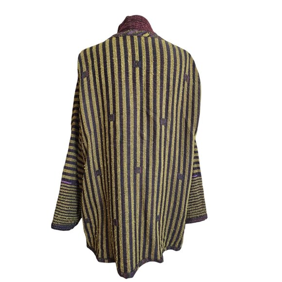Susan Neal Handwoven Multicolor Open Front Jacket Cardigan Reversible CM2056 - Picture 6 of 16
